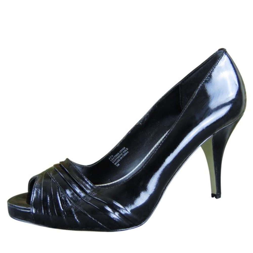 White House Black Market Women Ava Peep Toe Black Patent Leather 7 Used 2025